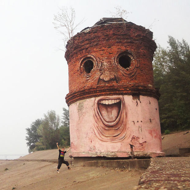 The Living Wall: Russian street artist Nikita Nomerz turns derelict buildings into faces - picture gallery
A street artist makes derelict structures come alive by adding eyes and facial features. Nikita Nomerz’s work ranges from water towers painted...