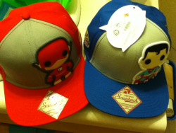 reversedjudgement:  The Flash and the almighty Superman!  OMG, buy me these hats!!