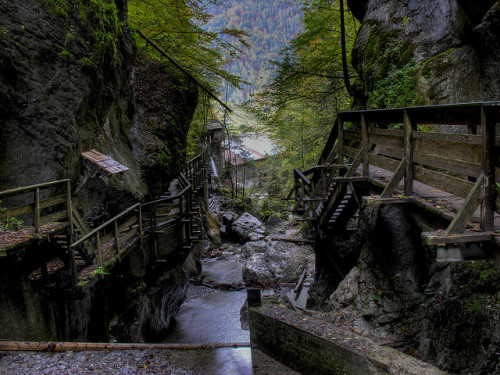 by CyberMacs on Flickr.Wooden paths of Seisenbergklamm Gorge in Austria.