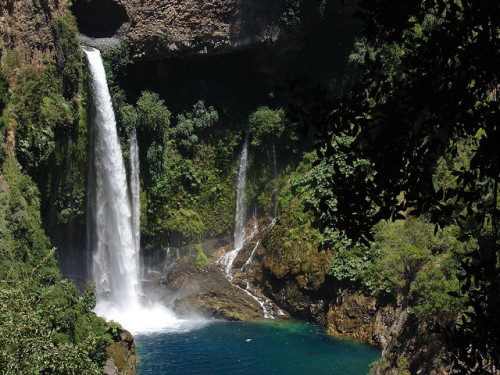 by vicho* on Flickr.Velo de la novia waterfall, Maule, Chile.
