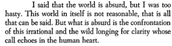 aseaofquotes:  Albert Camus, “The Myth