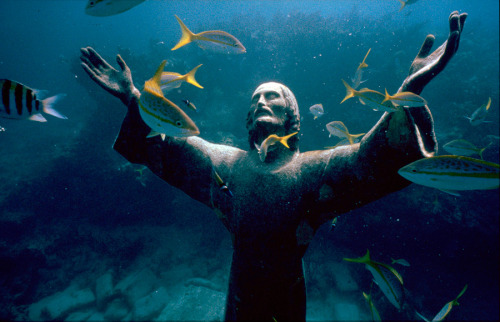 Another amazing view of the Christ of the Abyss figure at John Pennekamp Coral Reef State Park locat