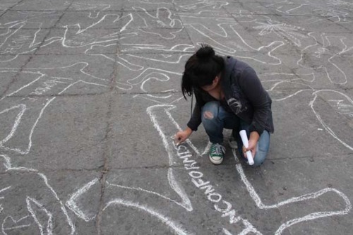 Porn photo Mexico: Anti-Drug War activists cover Zocalo