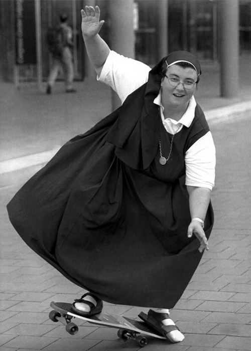 plaindress:I love this nun shredding in her birkenstocks5feet12inches:Nuns Just Wanna Have Fun“That’