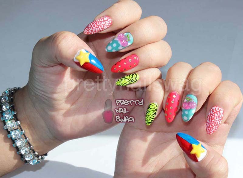 Filipina Carnival by prettynailswag:
“ Crazy mixed mani and some Philippine pride…
Forever tryin to find a good way to watermark my shit #LeSigh
”