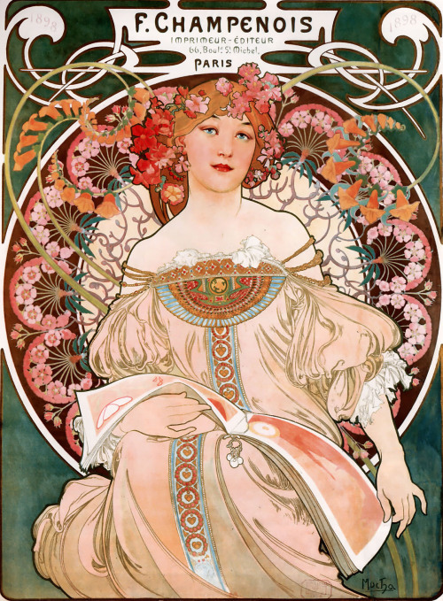 F. Champenois Imprimeur-Editeur, Alfons Mucha Litograph, 1897.