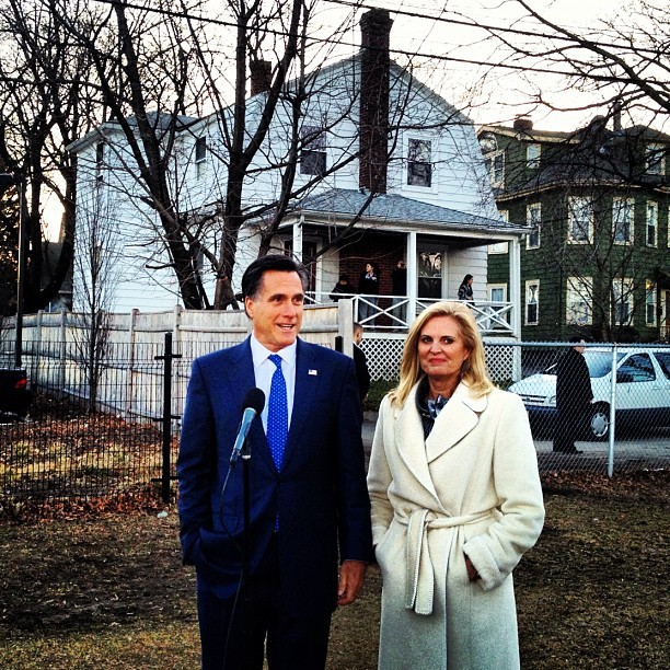 Mitt and Ann Romney in Belmont MA (Taken with instagram)