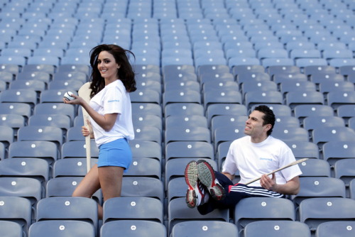 The Girl with the Hurl.Nadia Forde and Seán Óg Ó hAilpín clash the ash in Croker with Cleanmarine Kr
