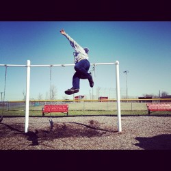 And Will jumping off the swing. (Taken with instagram)