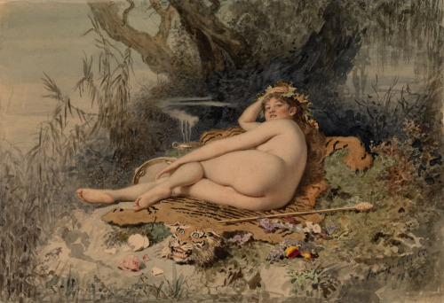 zolotoivek:Viktor Bobrov - Nude on a Tiger Skin, 1885