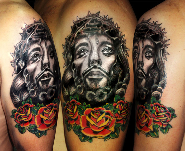 Jesus Cristo por Chris Santos (@calavera_tattoo) - Calavera Tattoo