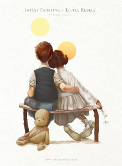 withmyheartwideopen:  justinrampage:  In the brilliant style of Norman Rockwell, artist James Hance brought a beautiful Star Wars spin to one of his famed pieces called “Puppy Love”. 16” x 12” prints are now on sale at James’ online store for