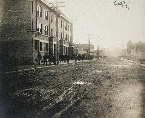 Group of men headed to work at the Stockyards, c.1903, Chicago.