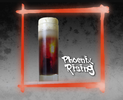 thedrunkenmoogle:  Phoenix Rising - Paul Phoenix (Tekken cocktail) Ingredients:50 ml Jack DanielsCha