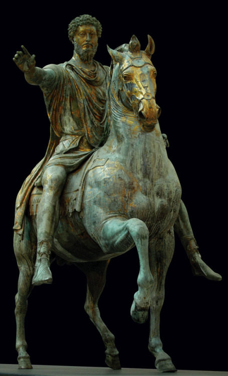 art-through-the-ages: Equestrian statue of Marcus Aurelius, from Rome, Italy, ca. A.D. 175. Bronze, 