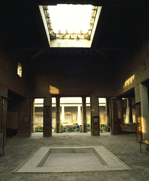 art-through-the-ages:Atrium of the House of the Vettii, Pompeii, Italy, rebuilt A.D. 62–79.