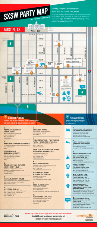 SXSW 2012 FOMO party map by timeRazor