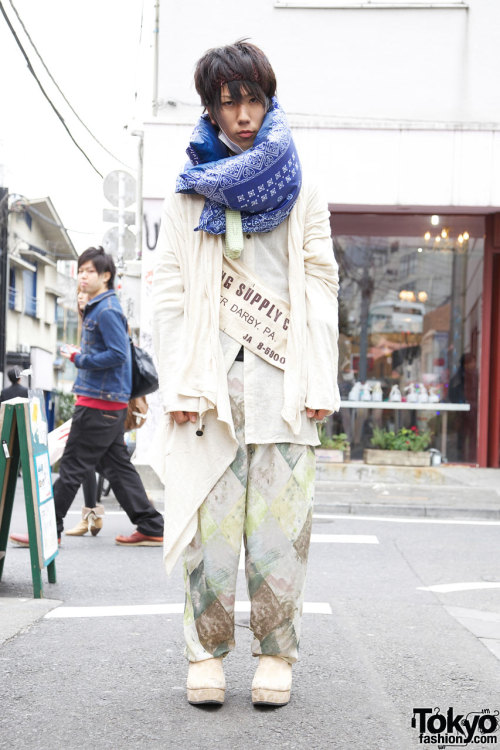 Really stylish 16-year-old Japanese guy on the street in Harajuku.