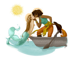 gingerhaole:   Once upon a time, I drew a mermaid and a pirate queen in love.  