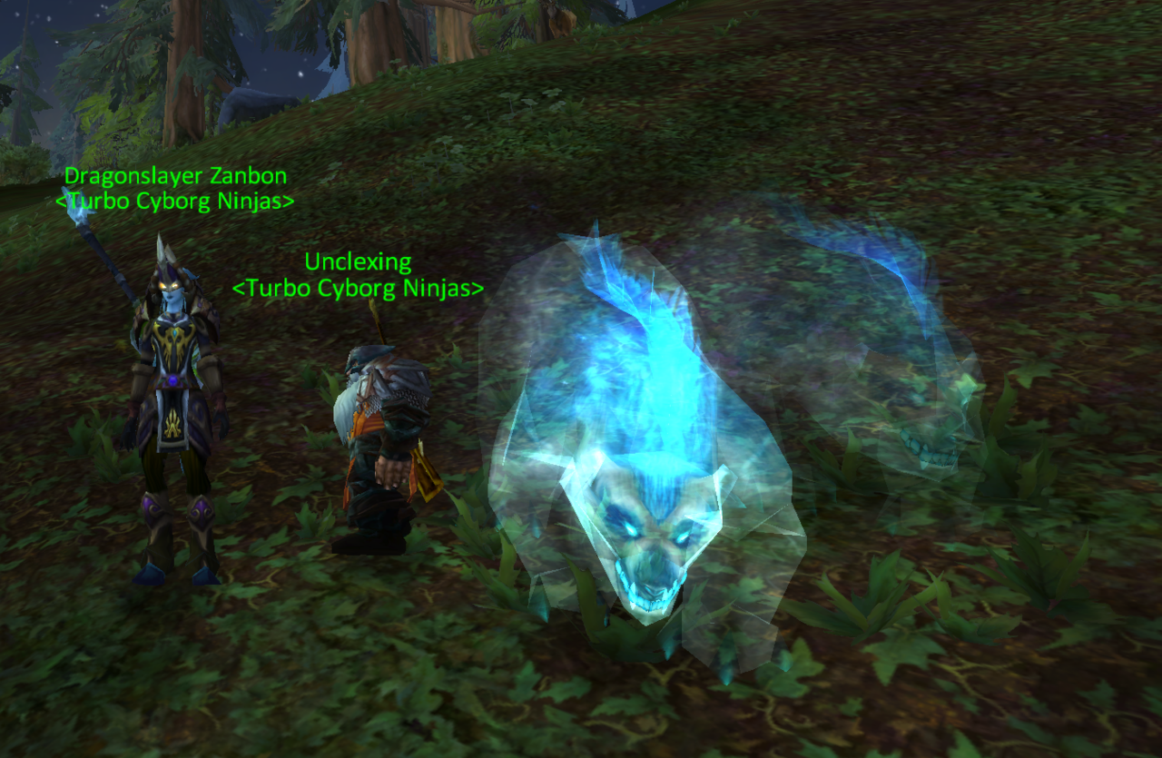 Xingua tamed Arcturis on his hunter last night. AWW.
Our bear tank got a special bear of his own.
/warm hunter fuzzies