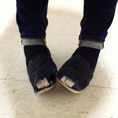 I think it may be time for some new shoes. #toms #old  (Taken with instagram)