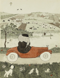 theshipthatflew:  Jean de Brunhoff, aquarelle originale pour Histoire de Babar, le petit éléphantr, p. 20, 1931. Collection of the Morgan Library. via Les Arts Décoratifs 