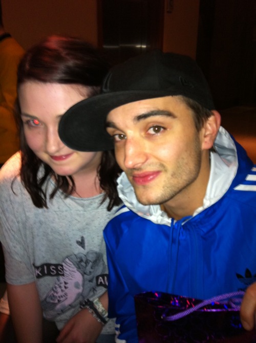 Me & Tom. Glasgow. 26th February 2012. I was drunk so was sat on this chair and he sat at the side of me so I didn’t need to stand up…hence his hat blocking my face.