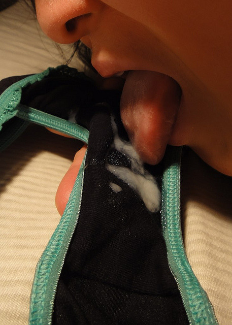 creampiesandsnowballs:  graffuck:  she loves this #sex #fuck  This chic is eating a hot creampie out of her panties, gotta love it!