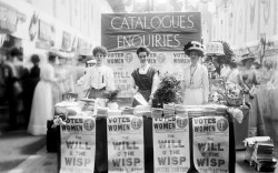  A suffragette stand at the Women’s Exhibition of 1909, in a photograph taken by Christina Broom, the first British female press photographer. 