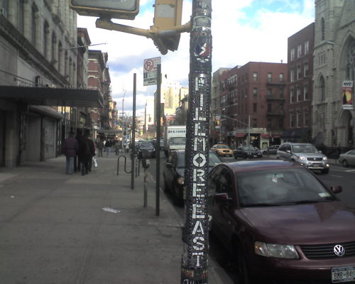 Sign outside the former Fillmore East music venue, East Village, Manhattan, NYC