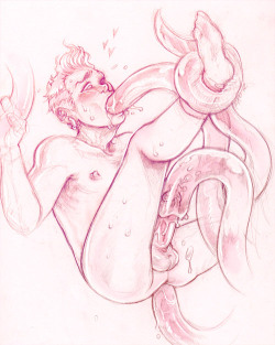 viscousdessert:Boy gets taken care of! It was always my childhood dream to give justice to boy-tentacle-abuse.