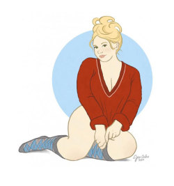 skajon:  winterneverkillsme:  tinac209:  wickedlywenchy:  quitecamille:  llamabones:  brain-food:  Curvy Pin-Up illustrations for Jen Oaks 2012 calendar titled “Cheeky” which you can purchase at her Etsy store. She also has a  tumblr.  much