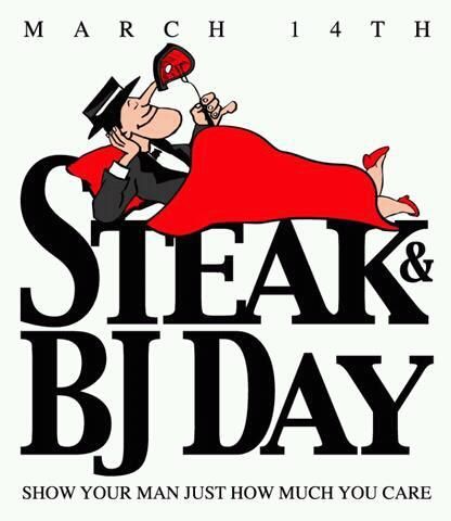 curiouscouple:  Steak and BJ Day?  Best day ever…how am I just hearing about this? 