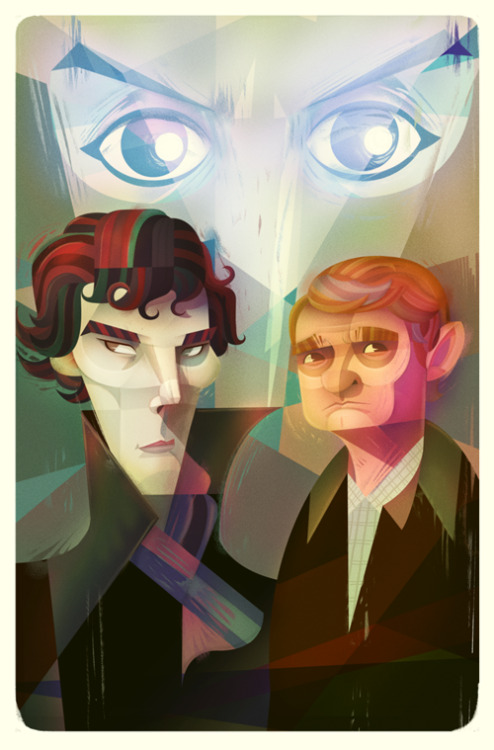 ivyblossom:bakerstreetbabes:lerms:Late night Sherlock fan-art session… Brilliant!I love the style of