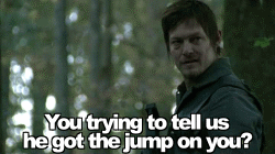 istheonlyendiforesee:  Daryl Dixon is not buying Shane’s bullshit. 