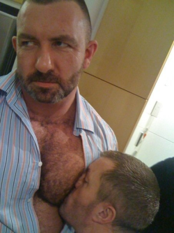 Brutesndaddies:  Here You Are Letting A Guy Suck On Your Nipple… But No Cock Pic…