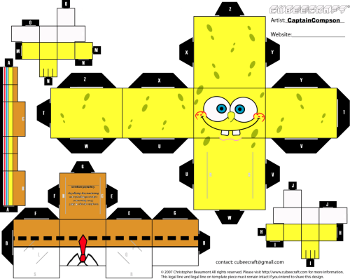 Sometimes, you just need to take a break and make a paper SpongeBob Spongebob Cubeecraft by ~captain