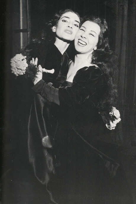 With Giulietta Simionato after a performance of Anna Bolena, 1957.