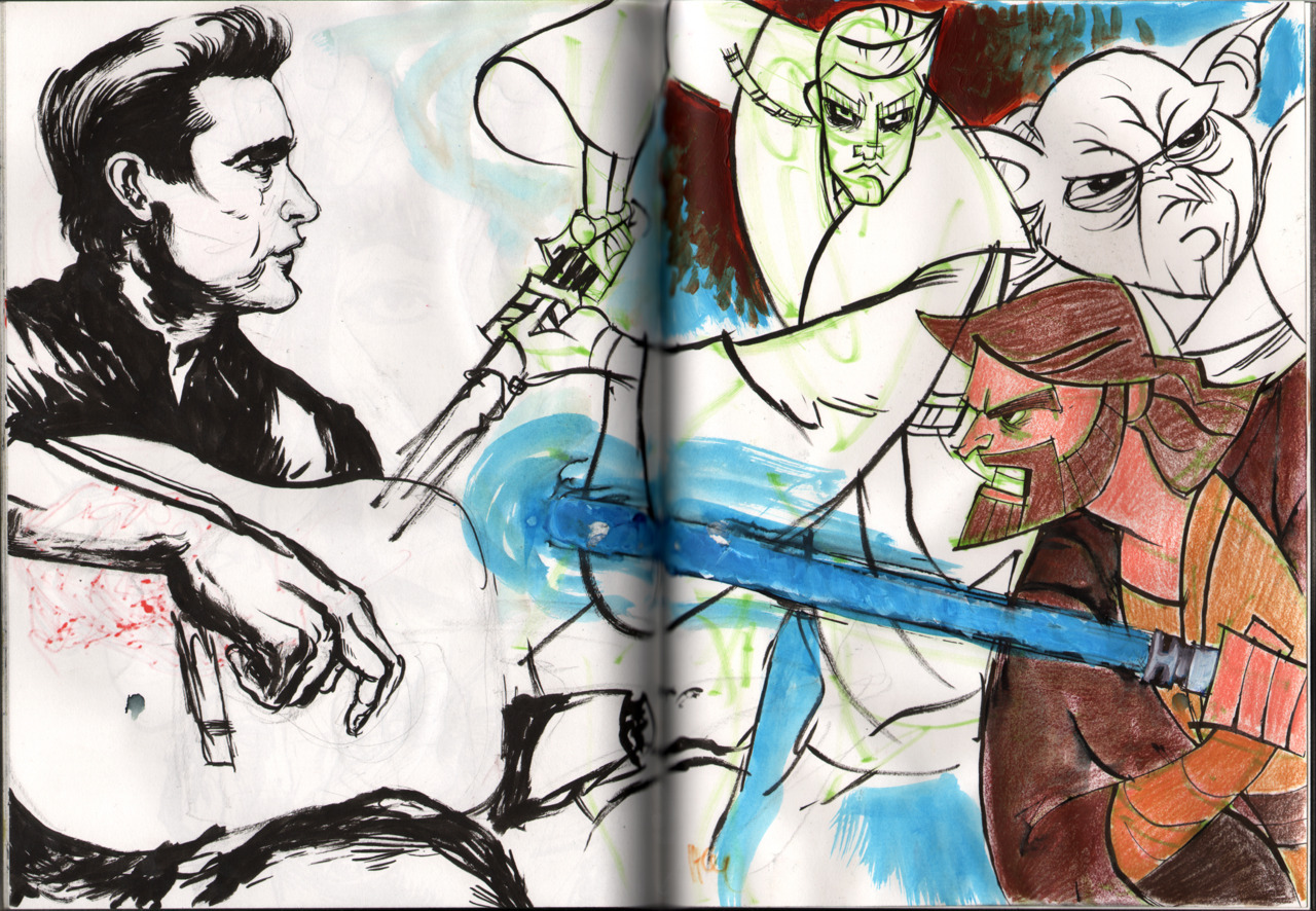 crushedglass:  Sketchbook Revisited - J.Cash &amp; The Clone Wars 