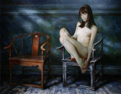 themainloop:  serge-marshennikov:  065. 2006 on the black chair 55x71cm  serge-marshennikov.tumblr.com 