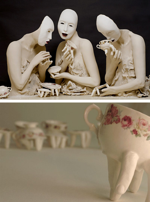 beautilation:  Disturbingly beautiful clay/porcelain sculptures by Israeli artist Ronit Baranga  The use of fingers and mouths in my work is full of intent and meaning. The fingers and the mouth are very sensual organs in the human body and are therefore