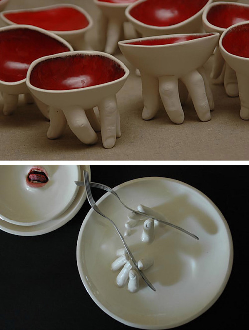 beautilation:  Disturbingly beautiful clay/porcelain sculptures by Israeli artist Ronit Baranga  The use of fingers and mouths in my work is full of intent and meaning. The fingers and the mouth are very sensual organs in the human body and are therefore