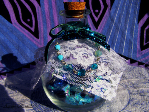 thegardennymph:  Magical bottles that I decorated (click to enlarge). I will probably sell them for ŭ-10 on Etsy once I make an account. I don’t know if anyone would be interested in them though, haha. Thought I’d share!  