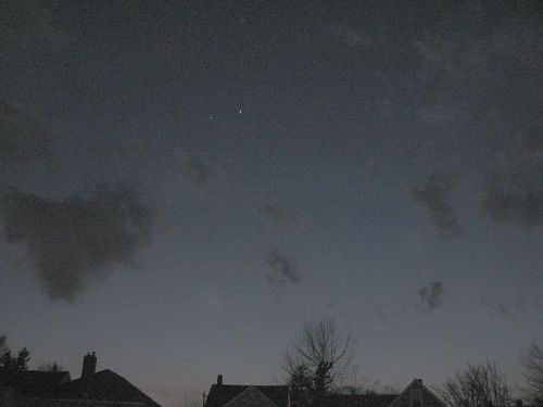 Venus and Jupiter above our neighborhood tonight.
