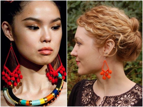 DIY Mara Hoffman Inspired Pom Pom Earrings. Photo LEFT: Maura Hoffman Earrings Spring 2012 earrings 