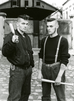 kalashnikob:   Red Warriors, Paris 1985. The Red Warriors were a Paris street gang who used violent force to remove Nazis from France in the mid-late 80’s.  Good guy hatecrew. 