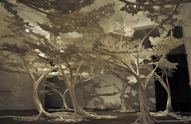 farewell-kingdom:  Tom Price has created cherry trees using polypropylene pipe and
