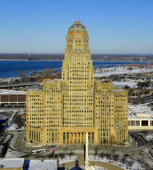 buffaloblog:  The top of Buffalo’s City Hall up close.