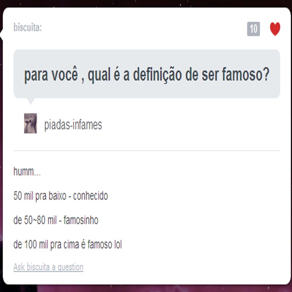 frango&ndash;possuido:  Eu estou abaixo da linha da pobreza em relação a followers