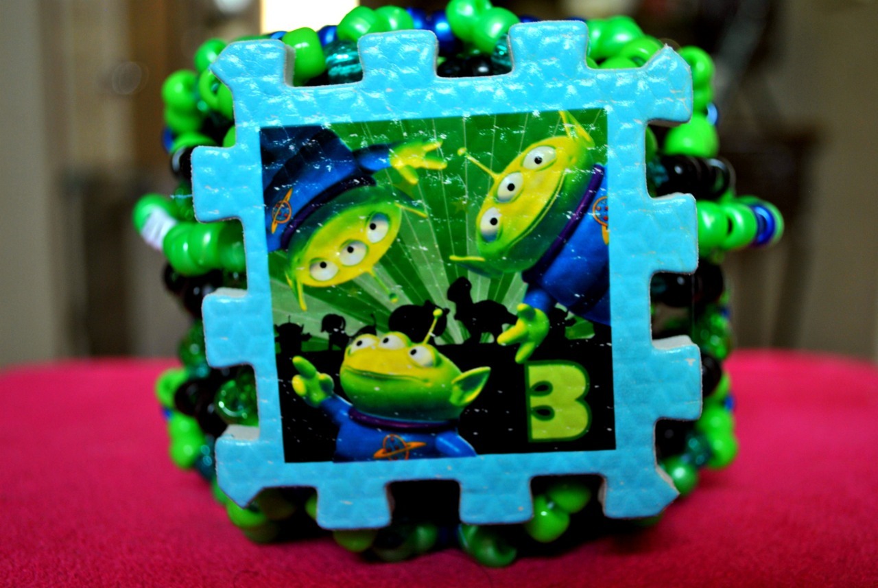 Toy Story Green Alien cuff I made for my BFF. It says &ldquo;The claw.&rdquo;